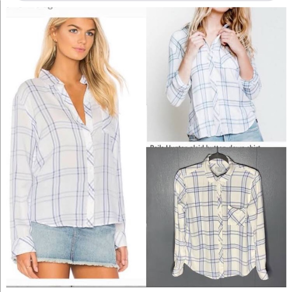 Rails Hunter Light Blue Plaid Button Down Medium